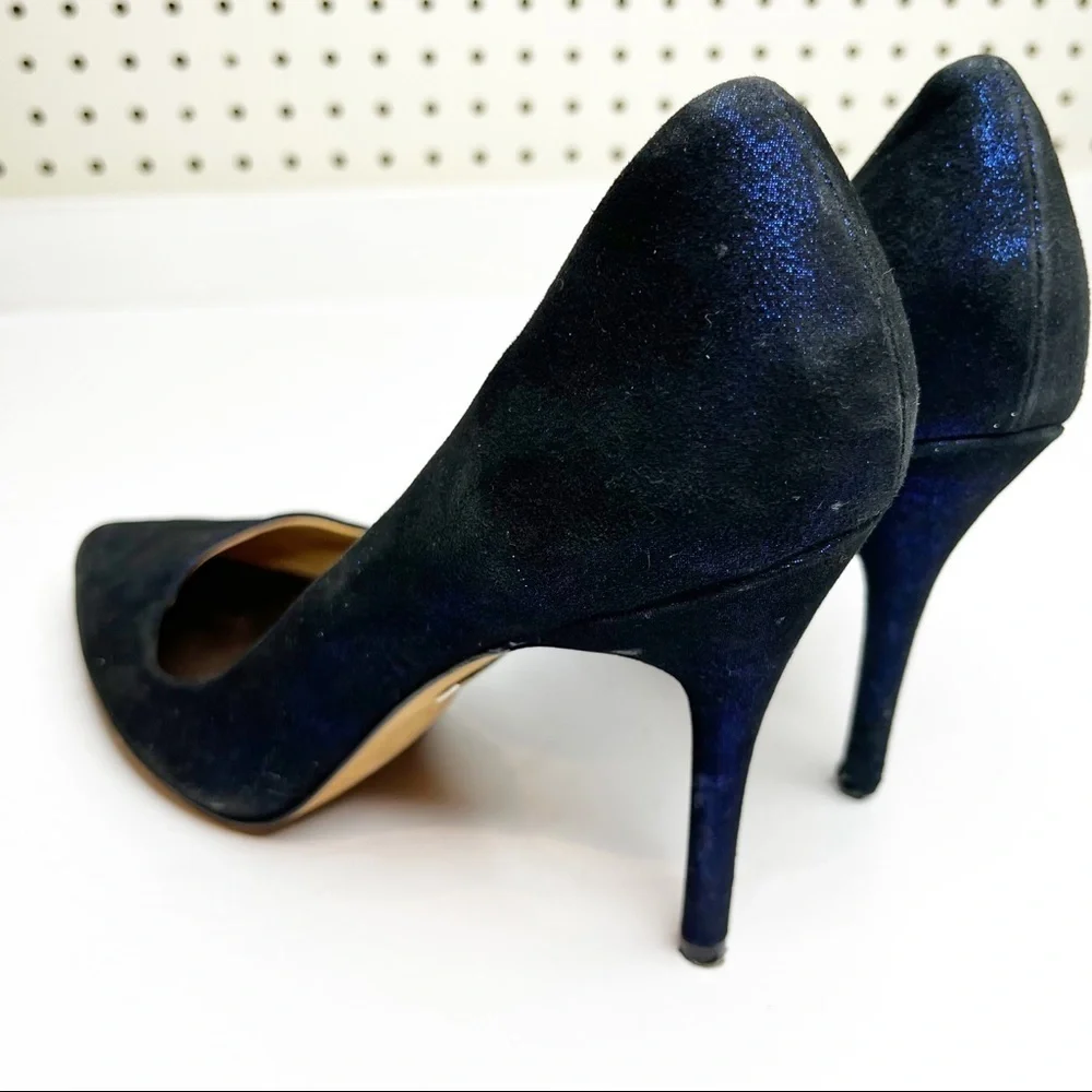 Badgley Mischka | Vision Blue Metallic Point Toe Stiletto Heel Pumps
